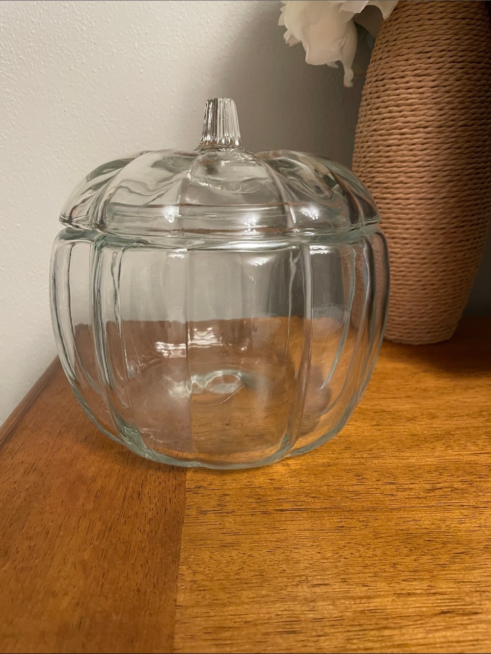 Anchor Hocking Clear Glass Pumpkin Decorative Jar for Food Storage or Decorating